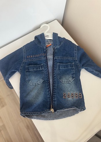 Erkek bebek Mavi Denim Fermuarlı Ceket - Görsel 2