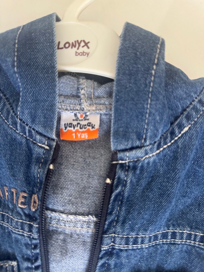 Erkek bebek Mavi Denim Fermuarlı Ceket - Görsel 3