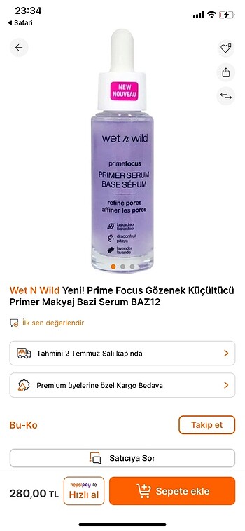 Beden Renk Wet n Wild Primefocus Primer Serum