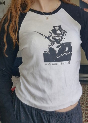 Uzun Kollu Rock Punk Baskılı Tişört