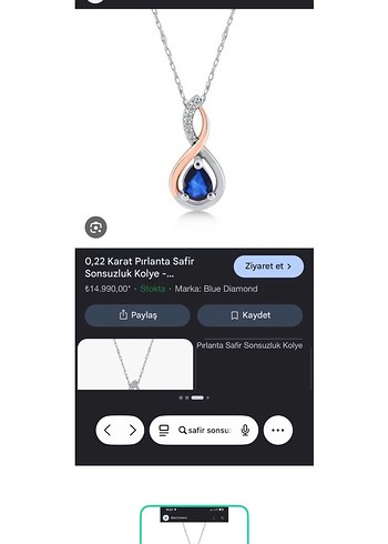Zen Diamond Zarif Mavi Safirli Kolye