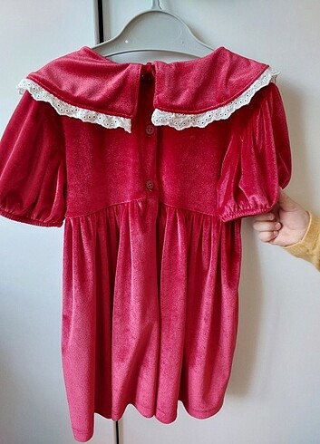 18-24 Ay Beden kırmızı Renk Kadife elbise 