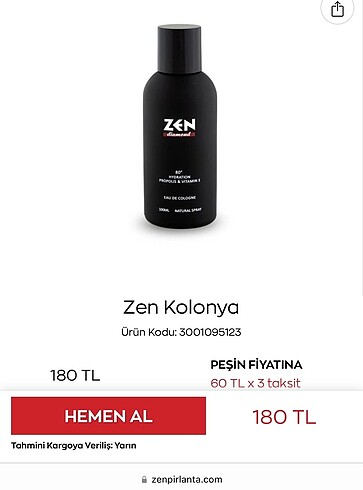  Beden Zen kolonya parfüm sıfır ürün