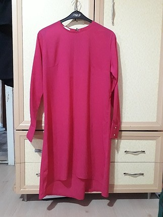 Fuşya krep tunik