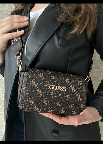 Guess Kahverengi Baskılı Deri Kadın Çanta