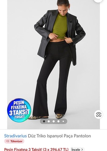 Stradivarius Siyah İspanyol Paça Kadın Pantolon