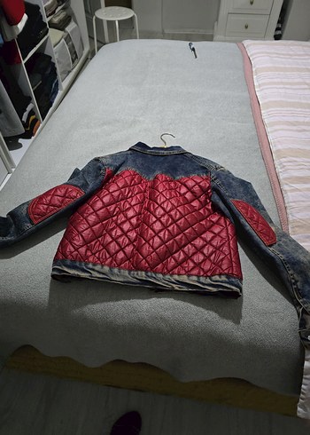 Düğmeli Kırmızı Kadın Denim Ceket - Görsel 3