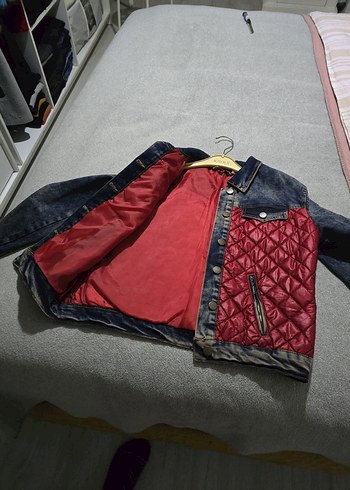 Düğmeli Kırmızı Kadın Denim Ceket - Görsel 2