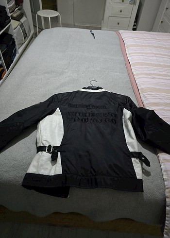 Fermuarlı Siyah Gri bayan Biker Ceket - Görsel 2