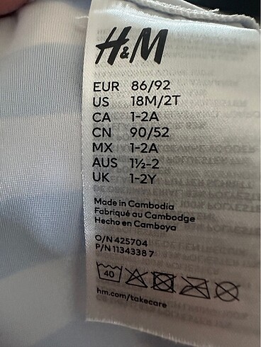 18-24 Ay Beden H&M bebek mayo