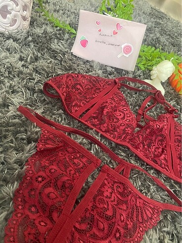 Bordo Dantelli Fantezi Takım
