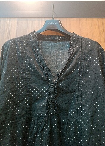 xl Beden siyah Renk Puantiyeli gömlek & bluz