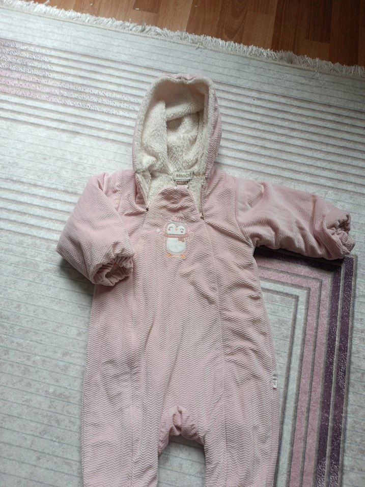 Pembe Örgü Bebek Kız Tulumu - Görsel 3