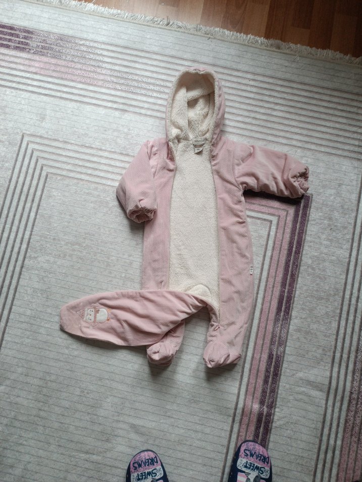 Pembe Örgü Bebek Kız Tulumu - Görsel 4