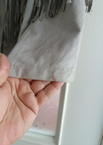 Bej Süet Püsküllü Bohem Kadın Yelek - Görsel 5