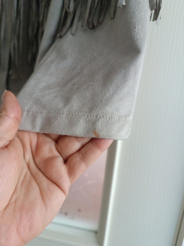 Bej Süet Püsküllü Bohem Kadın Yelek - Görsel 5