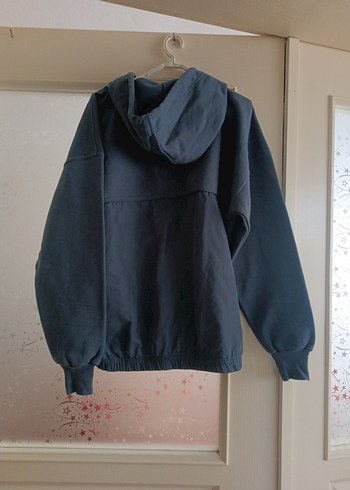 Gri Kapüşonlu Yarım Fermuarlı Sweatshirt - Görsel 6