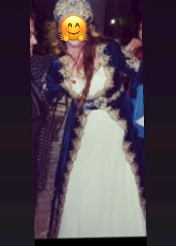 Uzun Kollu Mavi Nakışlı Kadın Kına Elbisesi - Görsel 5