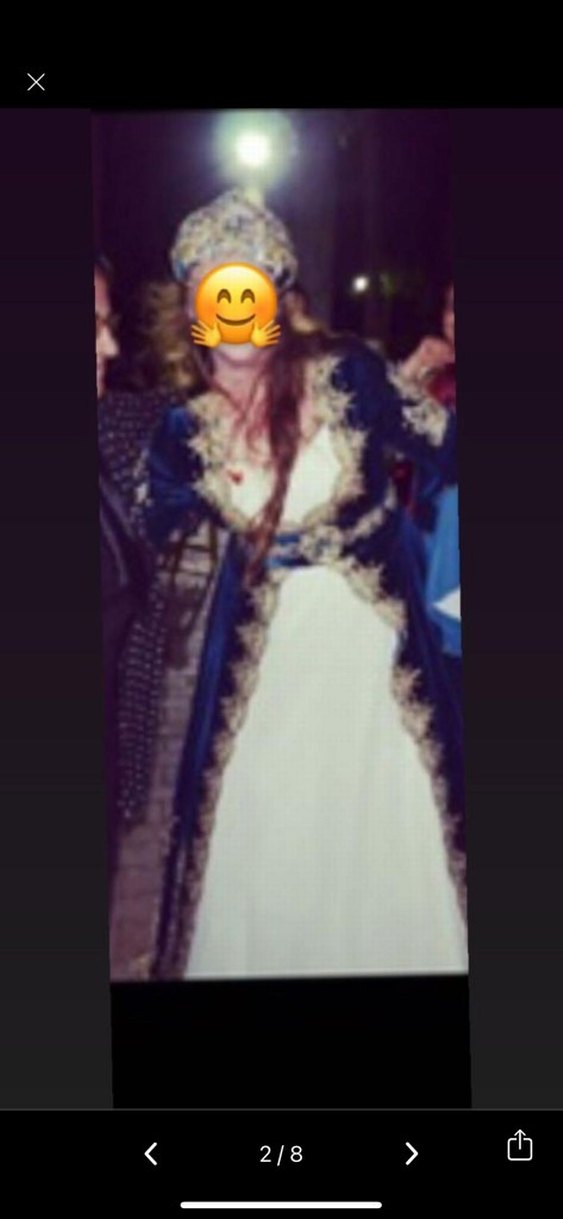 Uzun Kollu Mavi Nakışlı Kadın Kına Elbisesi - Görsel 5