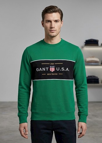 Gant Yesil Bisiklet Yaka Sweatshirt