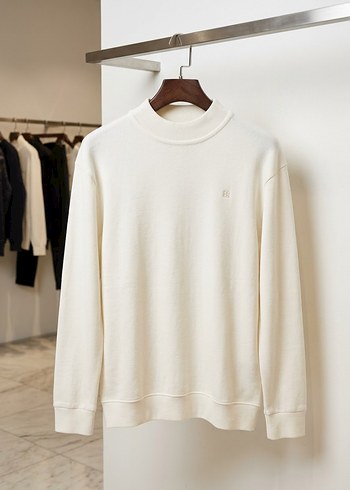 Diğer Ekru Minimal Bisiklet Yaka Sweatshirt