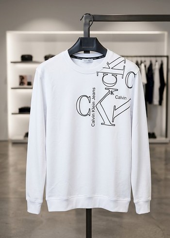Calvin Klein Jeans Beyaz Logo Sweatshirt