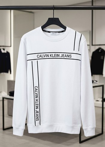Calvin Klein Jeans Beyaz Logo Sweatshirt