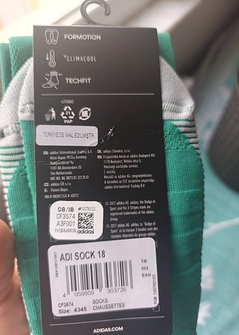 Beden yeşil Renk Yeşil Adidas Climacool Erkek Çorap