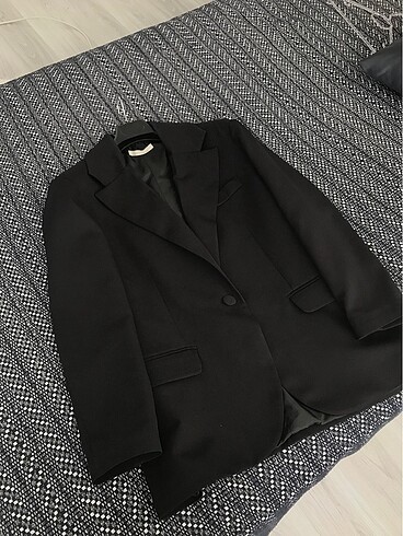 Siyah oversize vatkalı blazer ceket