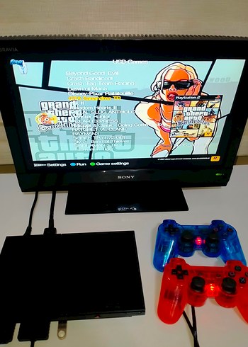 PS2 süperslim set 64 GB full oyun 2 kol - Görsel 4