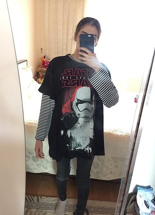 Çizgili sweat ve star wars tshirt