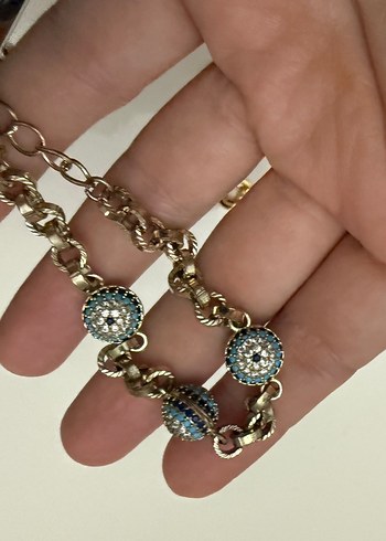 Beden altın Renk Zincir Detaylı Altın Rengi Vintage Bileklik
