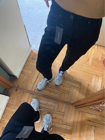 34 Beden siyah yüksek bel mom jean