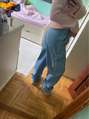 36 Beden mavi Renk bdg kargo jeans açık mavi