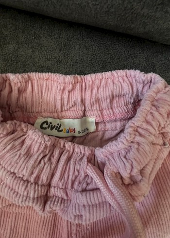 Pembe Keten Kız Çocuk Bol Pantolon - Görsel 3