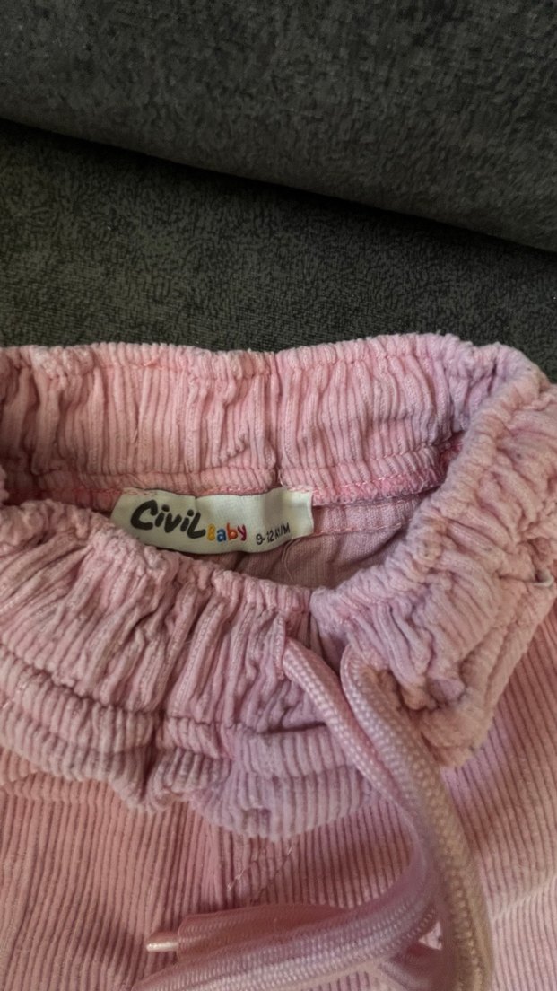 Pembe Keten Kız Çocuk Bol Pantolon - Görsel 3