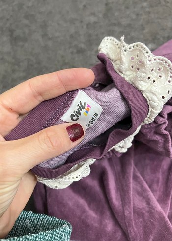 Dantel Detaylı Mor Bebek Kız Takımı - Görsel 2