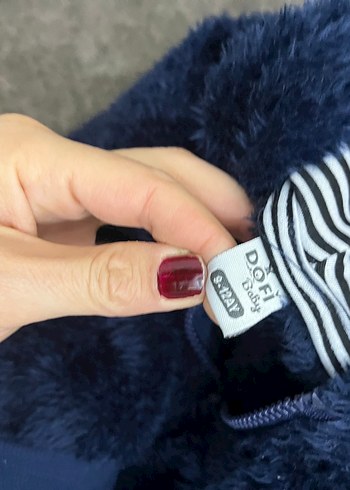 Erkek Mavi Kapüşonlu Kürk Detaylı Polar 1 yaş için - Görsel 2