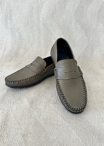 Diğer Sik Ve Rahat Gri Loafer 100 Gercek Deri