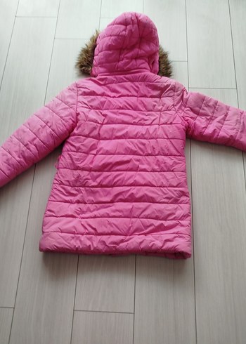 Kürklü Kapüşonlu Pembe Kız Mont - Görsel 8