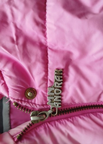 Kürklü Kapüşonlu Pembe Kız Mont - Görsel 3