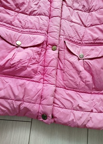 Kürklü Kapüşonlu Pembe Kız Mont - Görsel 4