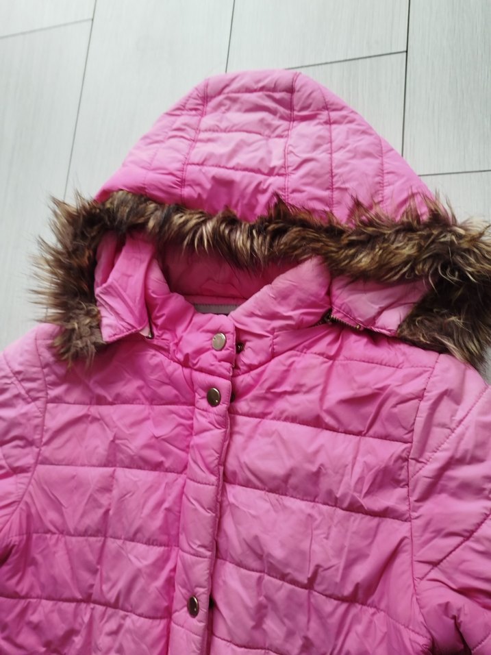 Kürklü Kapüşonlu Pembe Kız Mont - Görsel 3