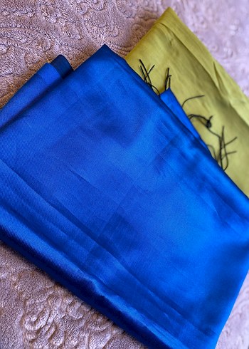 Parlak Mavi Kadın Saten Şal - Görsel 2