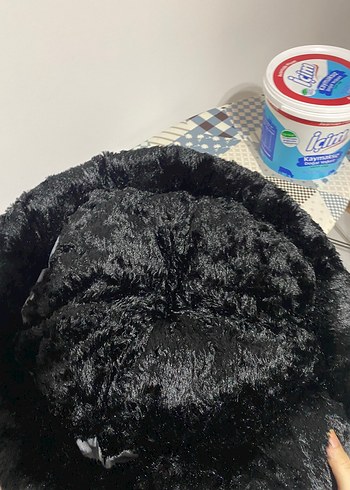 Siyah Peluş kedi yatağı - Görsel 4