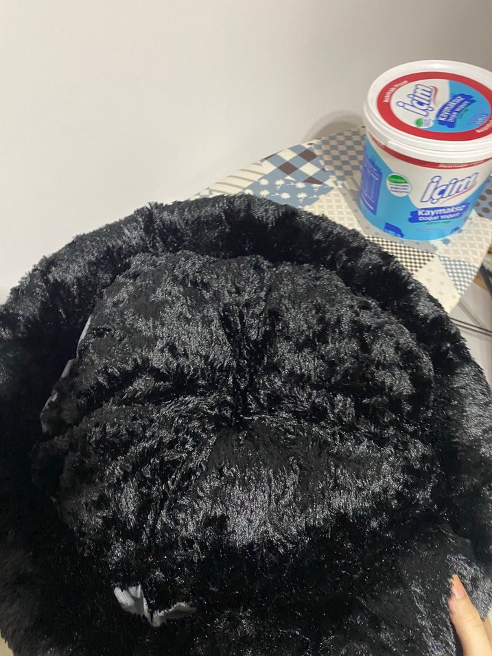 Siyah Peluş kedi yatağı - Görsel 4