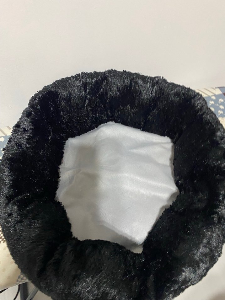 Siyah Peluş kedi yatağı - Görsel 5