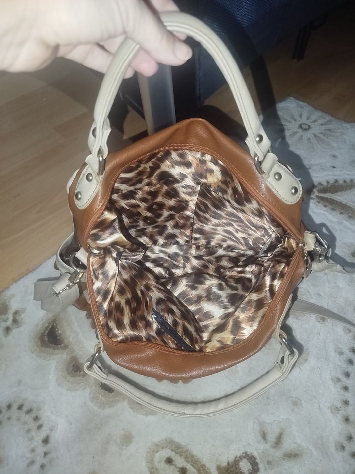 Bej Deri Kadın Çanta Tokalı - Görsel 3