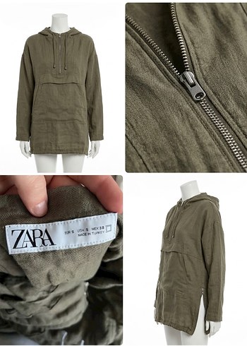 Zara Haki Zara Kapusonlu Sweatshirt