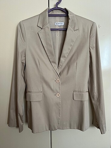 Vintage bej rengi blazer kumaş ceket